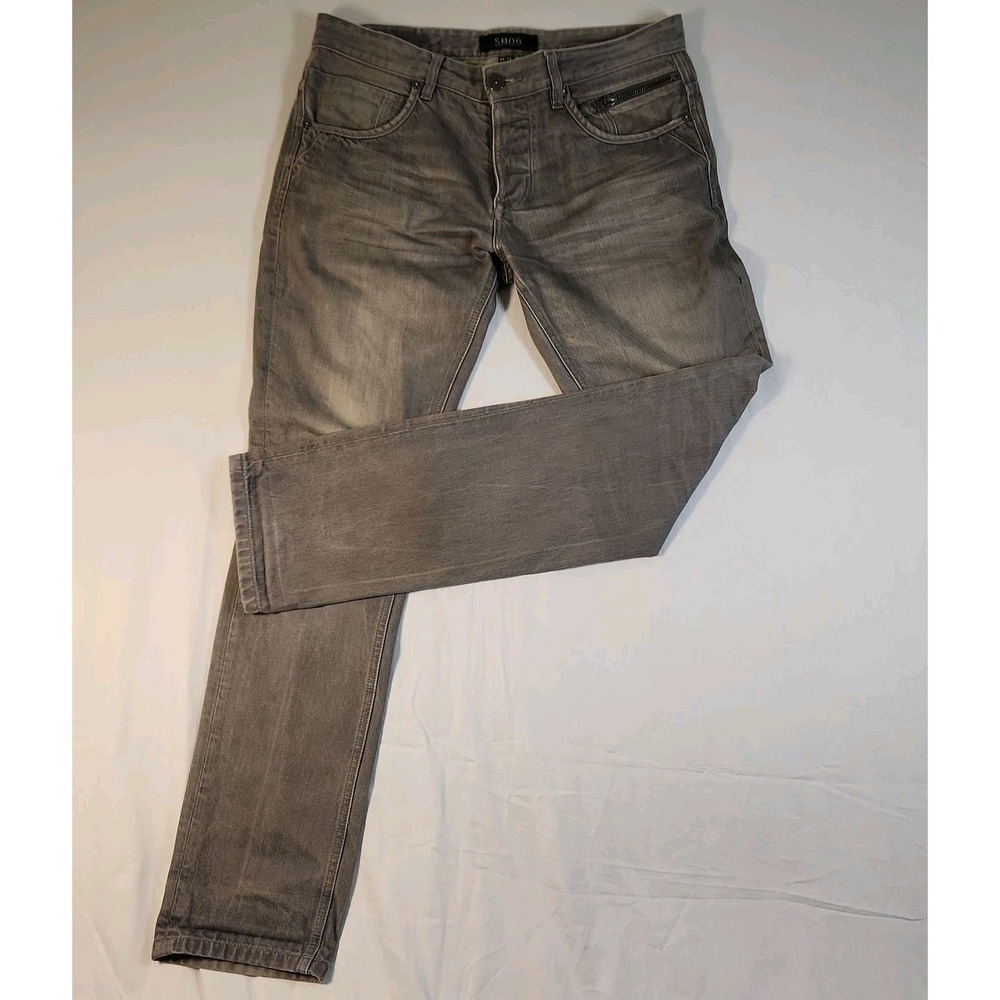 Smog Tappered Jeans Size 36x34 Gray Button Closure Mid Rise